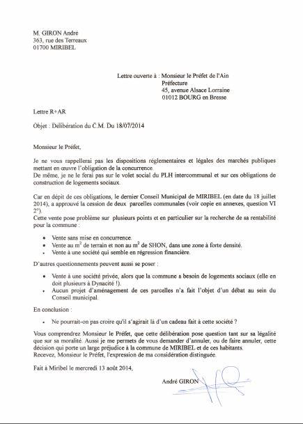 Lettre a m le prefet